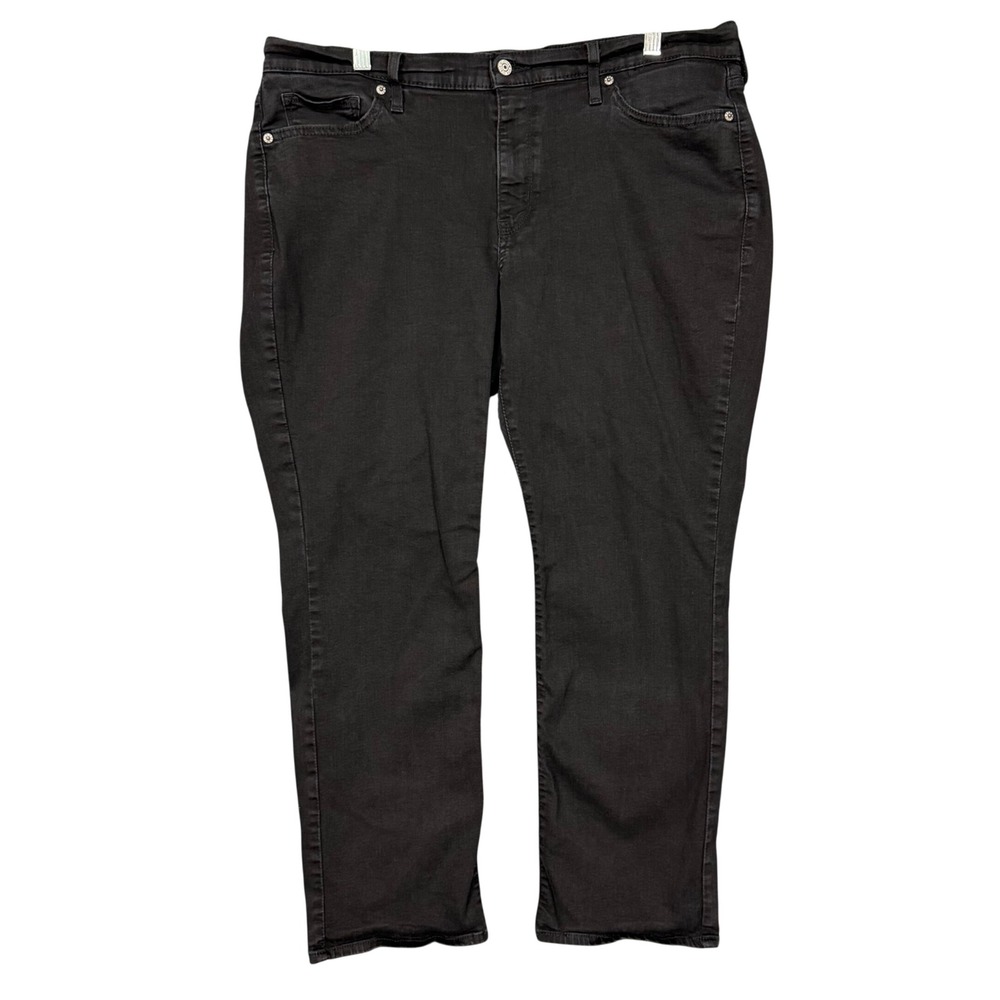 Levis Jeans Women 18W Black Classic Straight Cotton Stretch Mid Rise Denim 38x28
